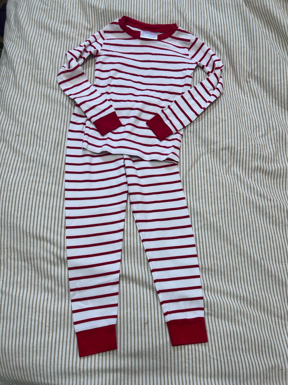 LAKE Pima cotton Long-Sleeve Red & White Striped Pajama Set size 5